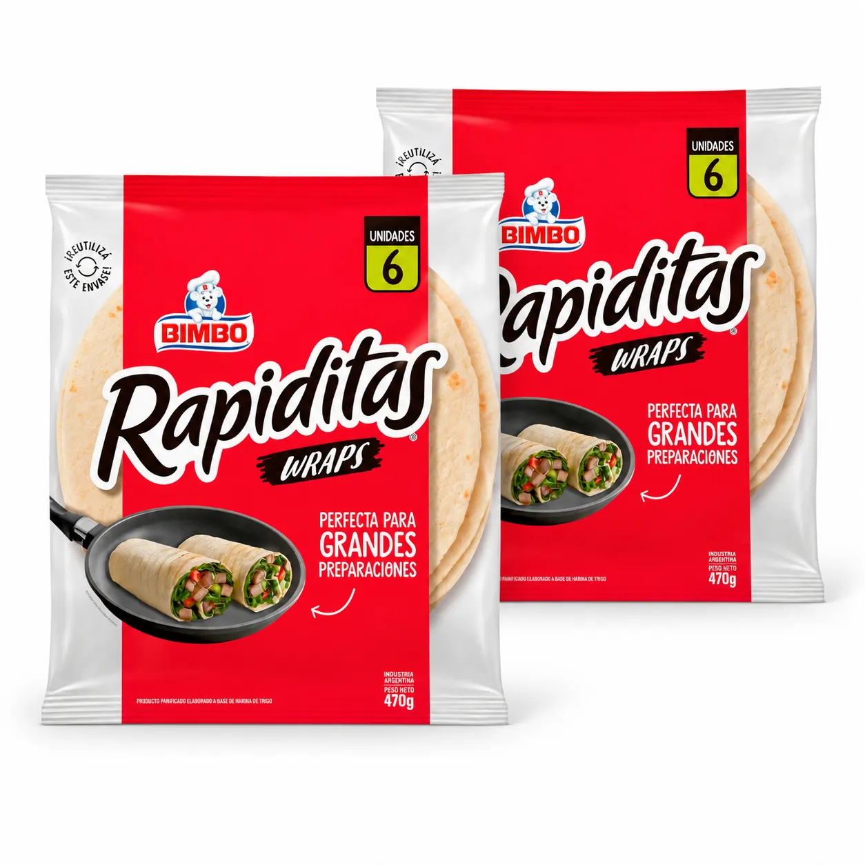 Combo:  2 WRAPS X 6 unidades c/u